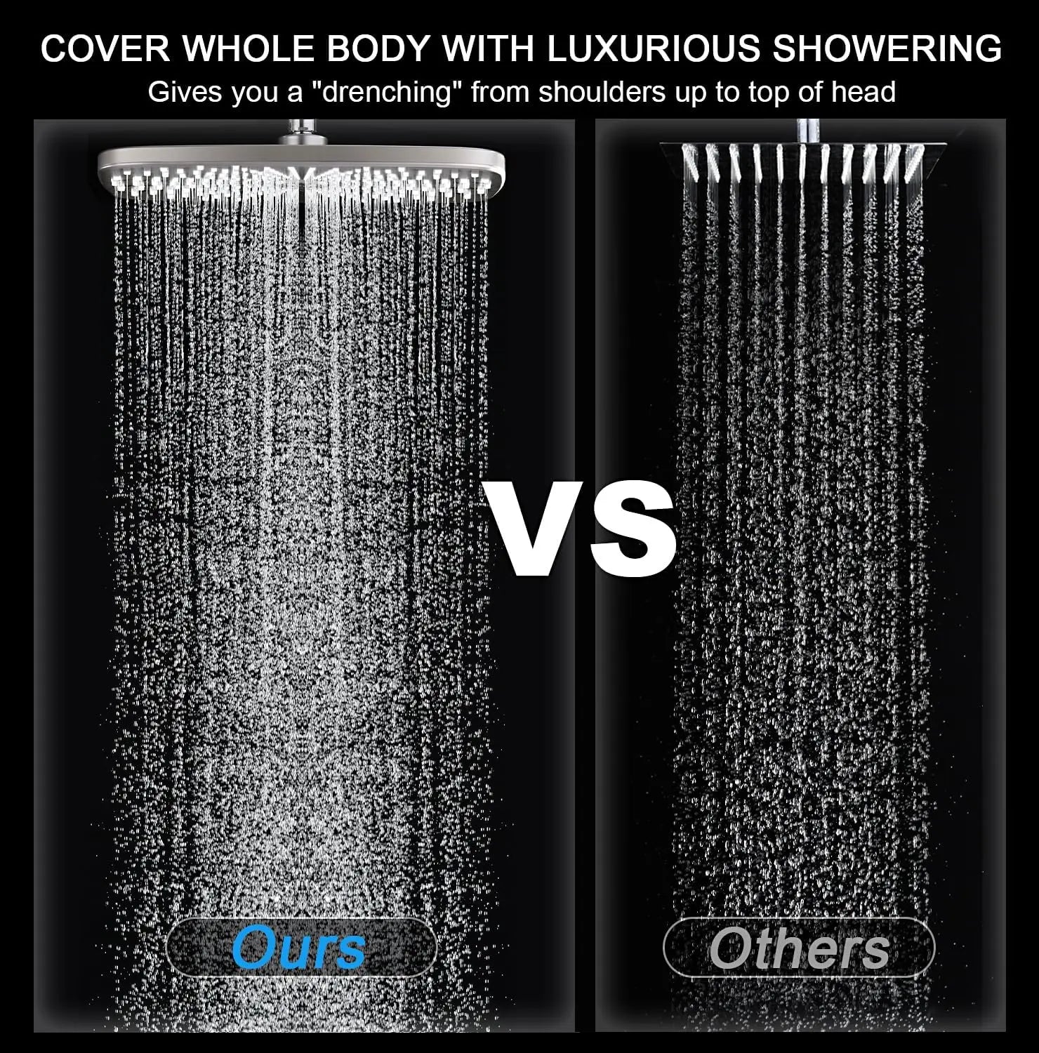 High Pressure Rain Shower Head with Handheld Spray Combo, Magnetic Docking and Power Jets