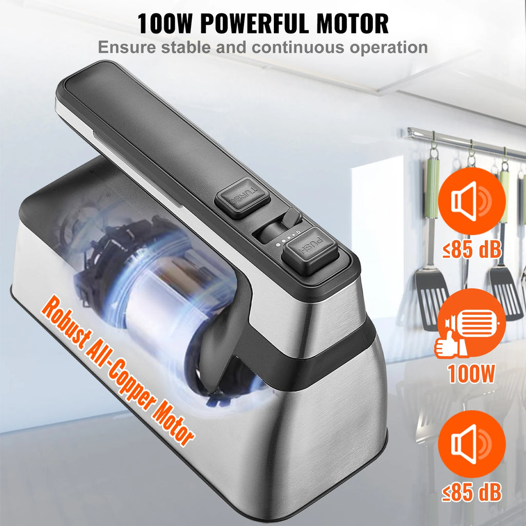 VEVOR Cordless Electric Hand Mixer 100W Continuously Variable Electric Handheld Mixer with Turbo Boost Beaters Dough Storage Bag