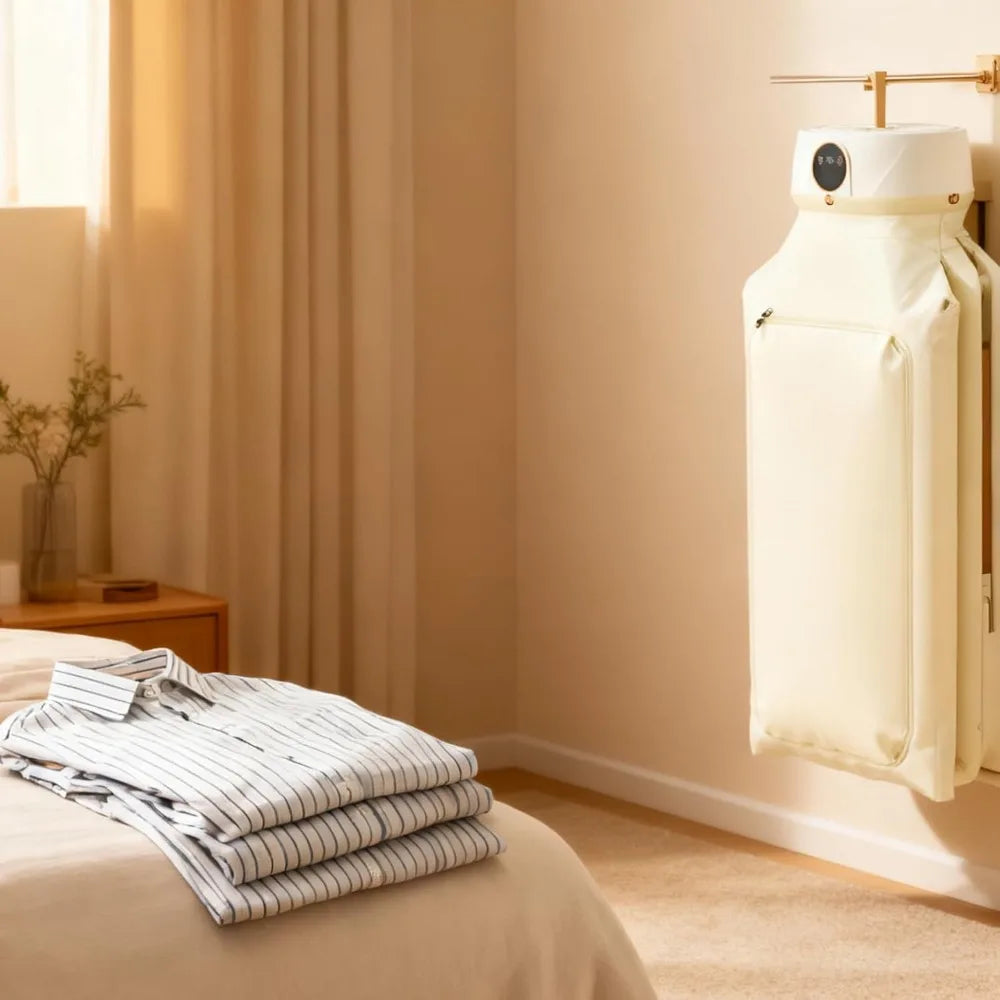 Automatic Ironing Machine for Home, Portable Clothes Dryer for Apartments, 2-in-1 Garment Steamer & Folding System with Vertical
