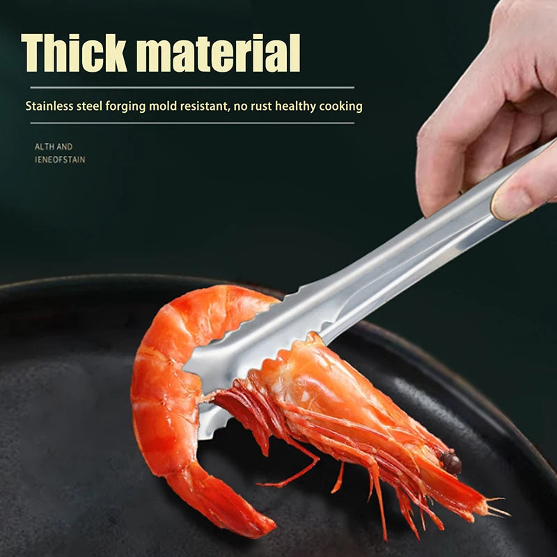New BBQ Food Tongs Barbecue Stainless Steel Kitchen Food Meat Non-slip Non-Stick Steak Clamp Cooking Tool Toothed Ice Towel Clip