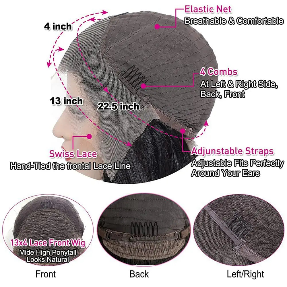 250% Density Straight Hair 13x4 HD Lace Frontal Wig 100% Human Hair 13x4 Full Lace Front Wig For Women Human Hair Wigs
