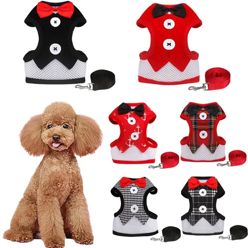 Chihuahua Harness Leash Set for Small Medium Dog Cat Bow Chest Strap Puppy Harnesses Vest Yorkshire Lead Leash Pet Accessories