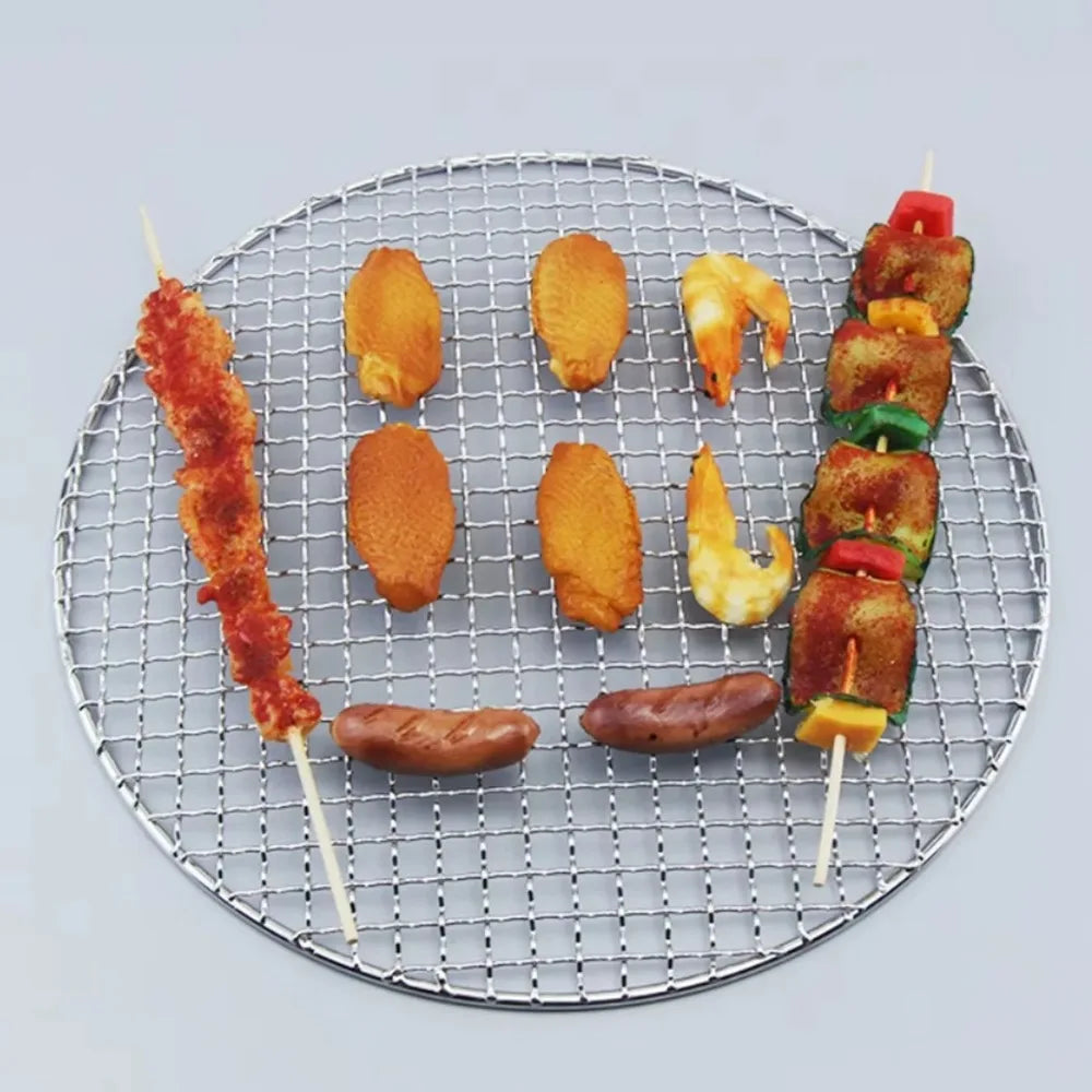 Portable Round Air Fryer Rack Stackable with Foot Grid Grill Stainless Steel Cooling Rack Home Kitchen Oven Steamer Cooker