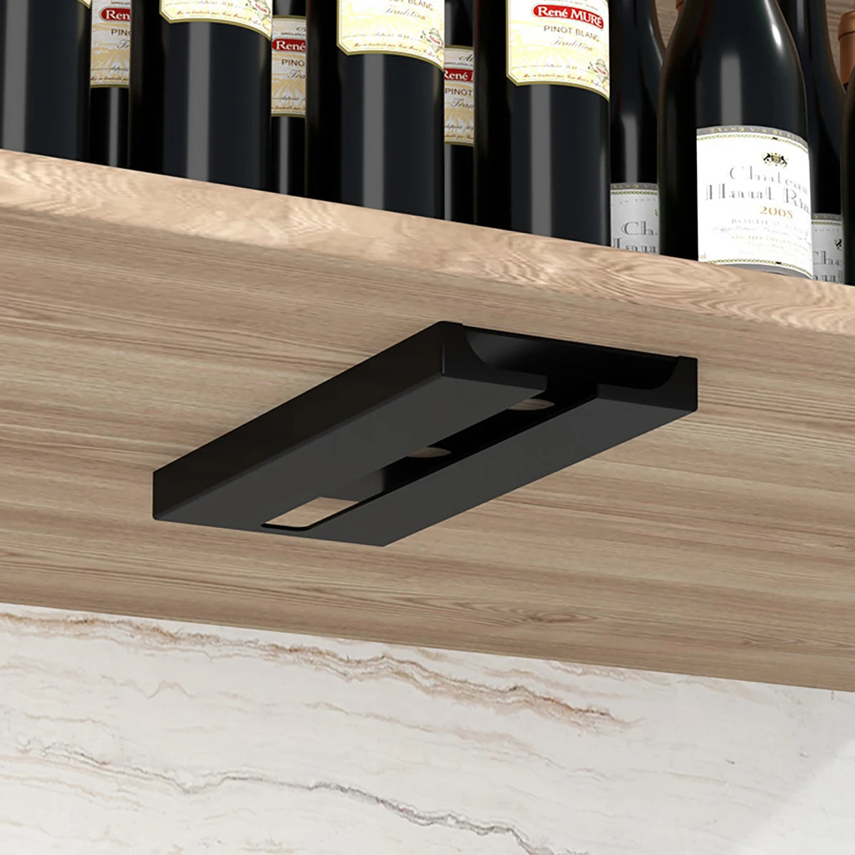 Under Cabinet Upside Down Wine Glass Holder - For Wine Glasses/Champagne Glasses, Minimalist Style Black and White Available