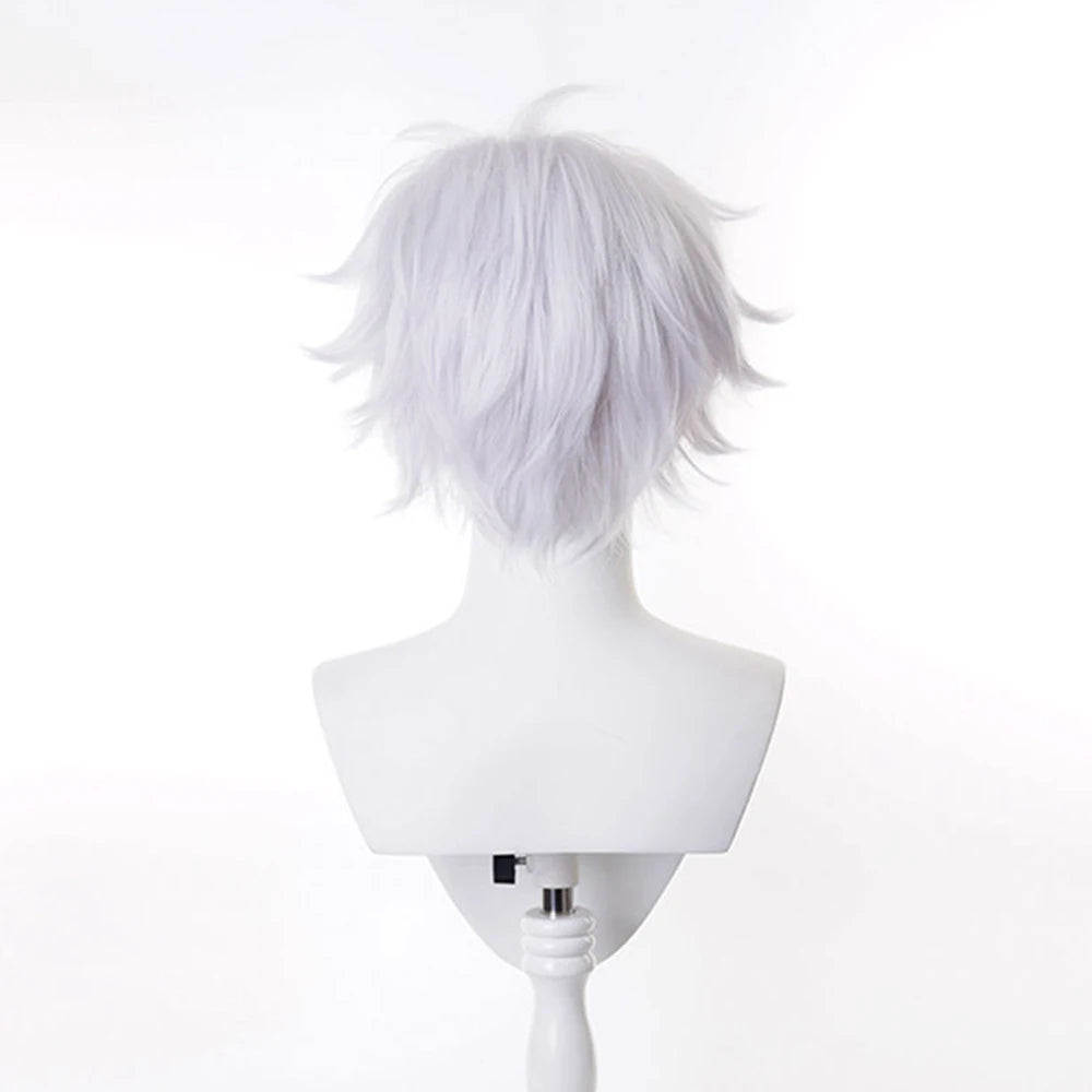 RANYU White Men Wig Short Straight Synthetic Anime Hair High Temperature Fiber for Cosplay Party