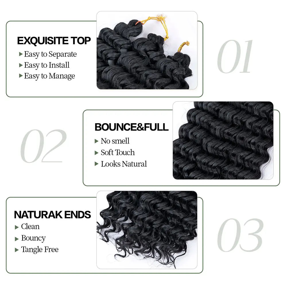 Long Deep Wave Braiding Hair 28 Inch Ocean Wave Crochet Hair Synthetic Deep Curly Crochet Hair Extensions For Black Women