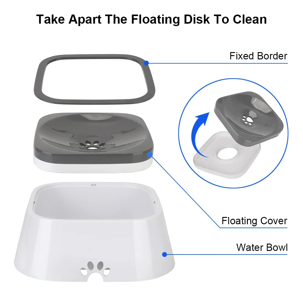 Cat Dog Water Bowl Carried Floating Bowl Slow Water Feeder Dispenser Anti-Overflow 1.5L Dog Supplies Pet Fountain