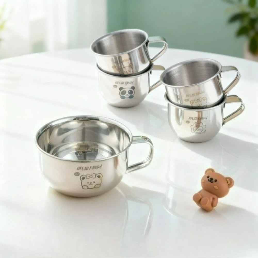 Cute Mini 304 Stainless Steel Children Water Cup With Handle Coffee Mug Durable Anti Scalding Metal Drinking Cup Tumbler For Kid