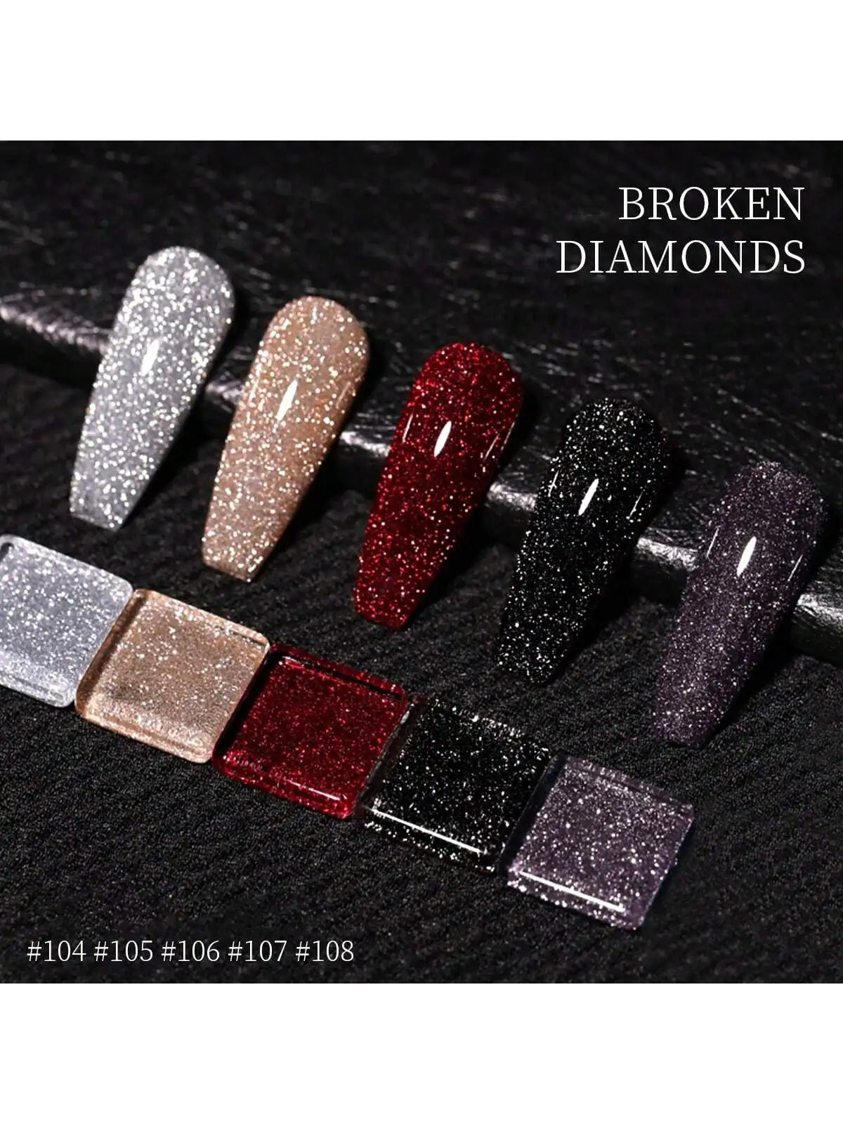 XEIJAYI 5pcs Crushed Diamonds Halloween Christmas Nails Fall Winter Gel Nail Polish Adhesive Burst Glitter Maillard Broken Diamo