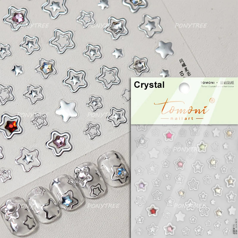 Silver Lava Annual Ring Cherry Clock Watch Starburst Love Heart Rate Chart Moon Star Line  Bowknot Line Nail Art Stickers Decals