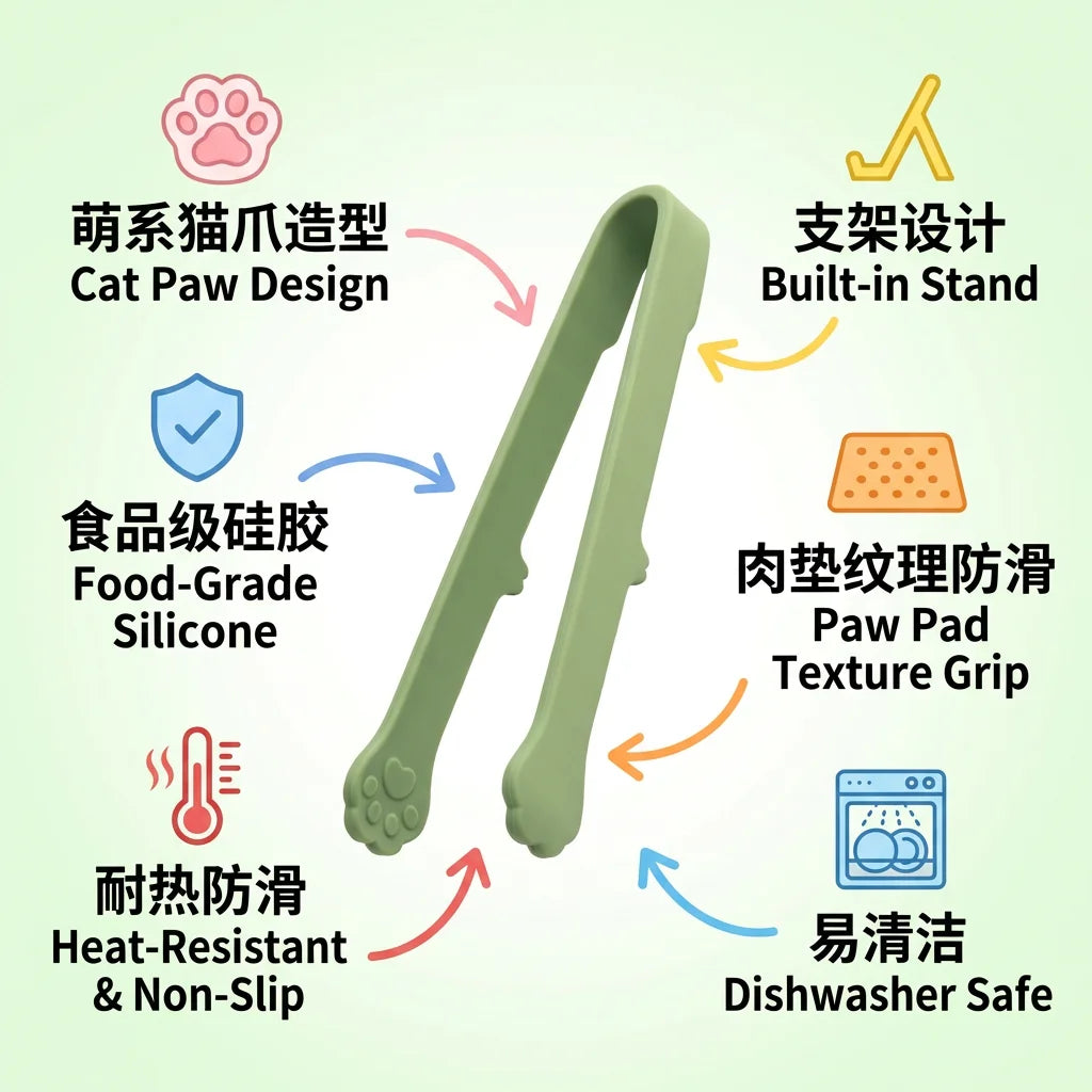 Silicone Food Tongs Non-slip Kitchen Cooking Clip BBQ Salad Serving Tong Heat Resistant Bread Toast Clamp Kitchen Accessories To