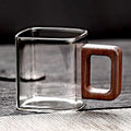 [homeeee] Mini Espresso Glass Mug with Walnut Wooden Handle - 90ml