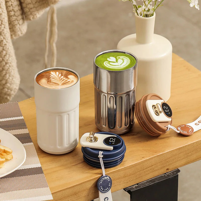 450ml Thermos Bottle Smart Display Vacuum Cup Office Coffee Cup Business Portable Temperature 316 Stainless Steel Thermal Mug