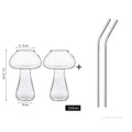 Mushroom Cocktail Glass Cup with Straw For  drinks Beer Creative Clear Wine Glasses Coffee Cups Drinkware Bar Tool