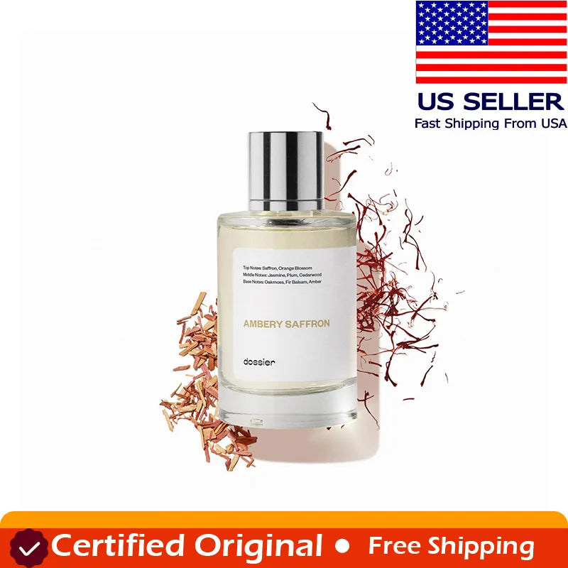 Dossier Ambery Saffron Eau De Parfum Inspired By MFK's B.accarat R.ouge 5.40 - Vegan, Unisex Perfume Spray - 3.4 Fl Oz (100ml)