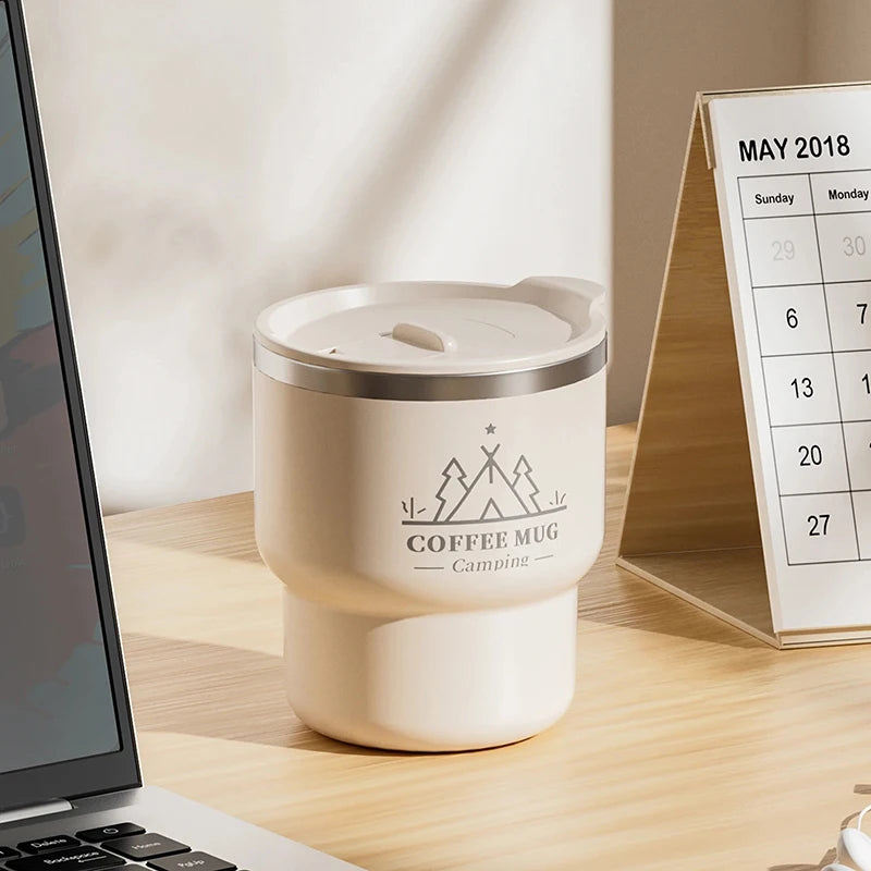 Student Portable Sealed Tumbler 400ML Thermal Cup 304 Stainless Steel Double Layer Insulated Water Cup Office Milk Coffee Mug