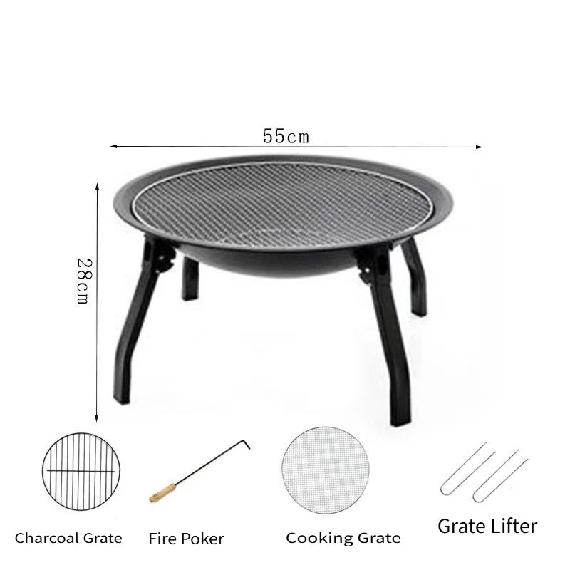 Portable Charcoal BBQ Grill Compact Outdoor Cooking Smokeless Barbecue Grill for Camping Backyard Picnics Family Gatherings