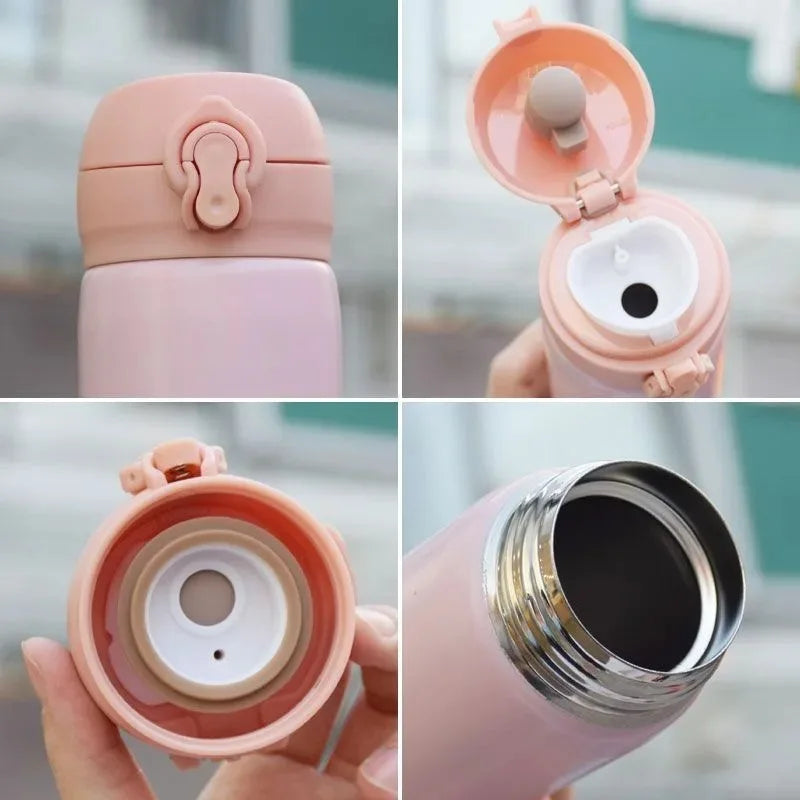 Stainless Steel Thermal Bottle 500ml Gradient Color  with Flip Lid Portable Outdoor Water Bottle for Halloween Christmas Gifts