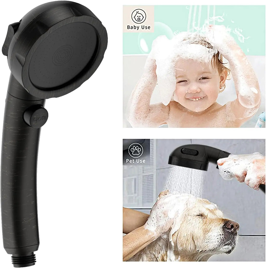 High Pressure Oil-Rubbed Bronze Handheld Shower Head with ON/OFF Switch, 3 Spray Modes, Adjustable Bracket