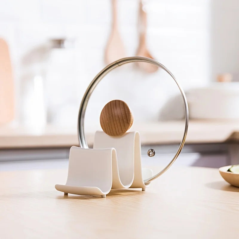 Innovative Wave Design Kitchen Organizer - Plastic Pot Lid Holder, Chopstick & Utensil Rack for Countertop Storage