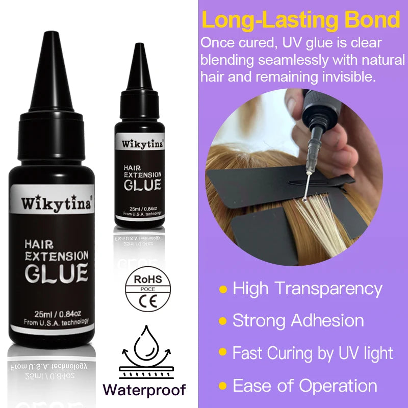 COMBO UV V Light Hair Extension Set Wikytina Tools Kit, UV Glue Long-Lasting Remover Machine - Salon Styling Tools invisibility