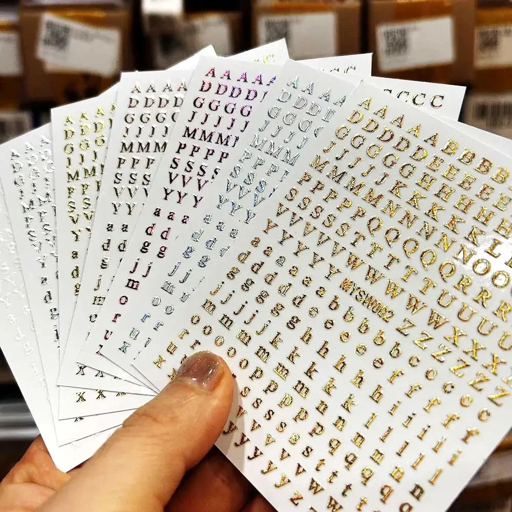 1pcs Small 26 Alphabet Letter Number Sticker Roman Letter Nail Stickers Uppercase Lower Case English Letter Design Stickers DIY