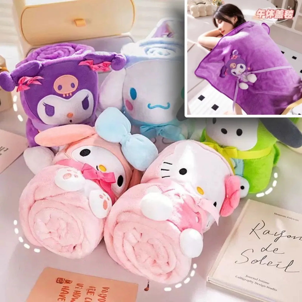 Anime Sanrio Kuromi All Season Embroidered Foldable Nap Blanket Cinnamoroll HelloKitty My Melody Kawaii Cute Cartoon Gifts Toys