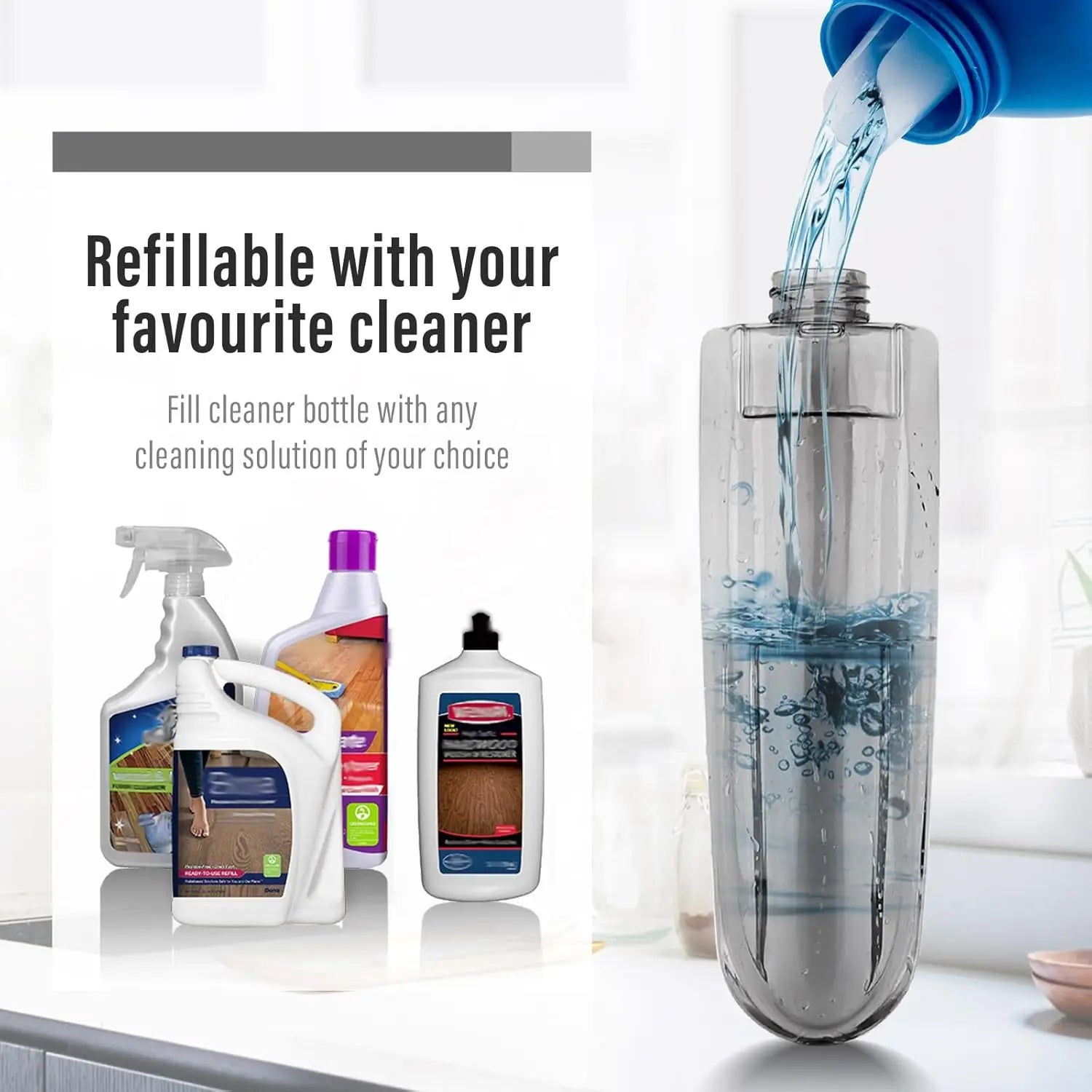Refillable Spray Mop with 3 Washable Pads for Hardwood Floors, Easy Dry Wet Cleaning