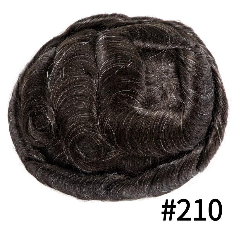 Male Hair Prosthesis Skin 0.02mm Base Toupee Men Wig 100% Human Hair Undetectable Replacement Systems Men's Capillary Prothesis