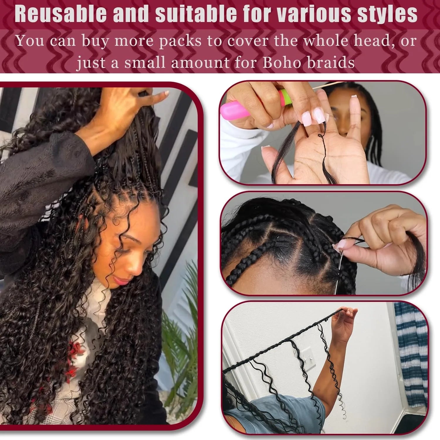 12A Deep Wave Knotless Pre-Separated Crochet Hair Extensions Water Wave Feather Crochet Human Hair Bundles Twist Braiding Hair