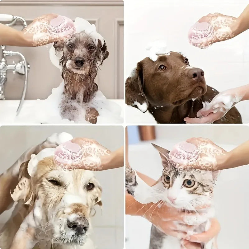 Multi-Functional Pet Cleaning Brush – Silicone, Hair Removal, Massage Bath, Dog-Safe with Bubbles