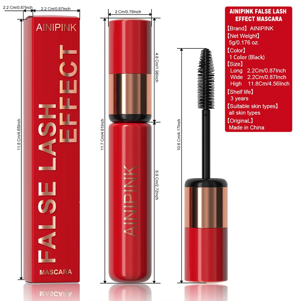 Curling Volumizing Black Mascara Lengthening Waterproof Long-lasting Smudge-proof Y2K Daily&Party Makeup Gift Suitable For Skins