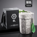 Pure titanium coffee mug with rope octagonal thermos mug, portable outdoor water cup, car leak-proof cola mug