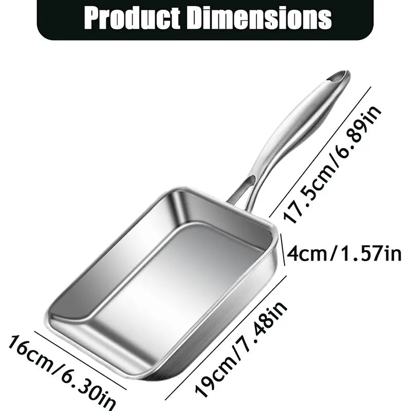 Stainless Steel Japanese Omelette Pan Nonstick Tamagoyaki Egg Roll Pan Retangle Small Frying Pan Nonstick Steak Sandwich Skillet