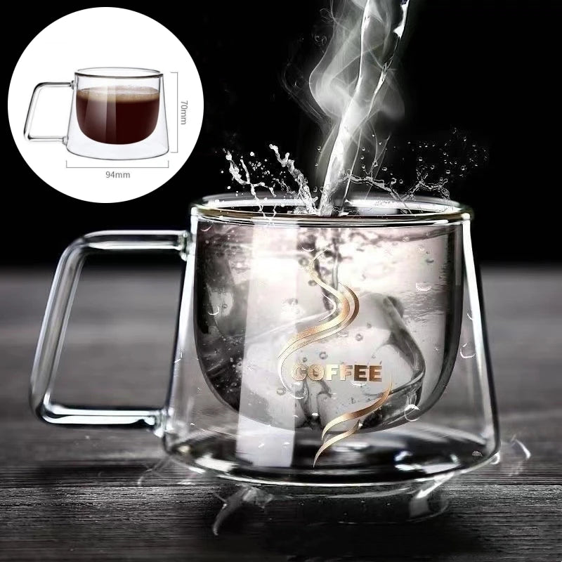 1/2PCS Double Wall Glass Coffee Mug Heat Resistant Tea Milk Juice Coffee Water Espresso Cup Thermo Insulated Cup for Household