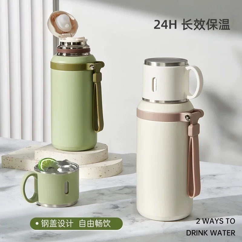 316 stainless steel insulated cup, vacuum insulated bottle, with drinking cup, leak-proof, coffee, tea, gift, outdoor supplies