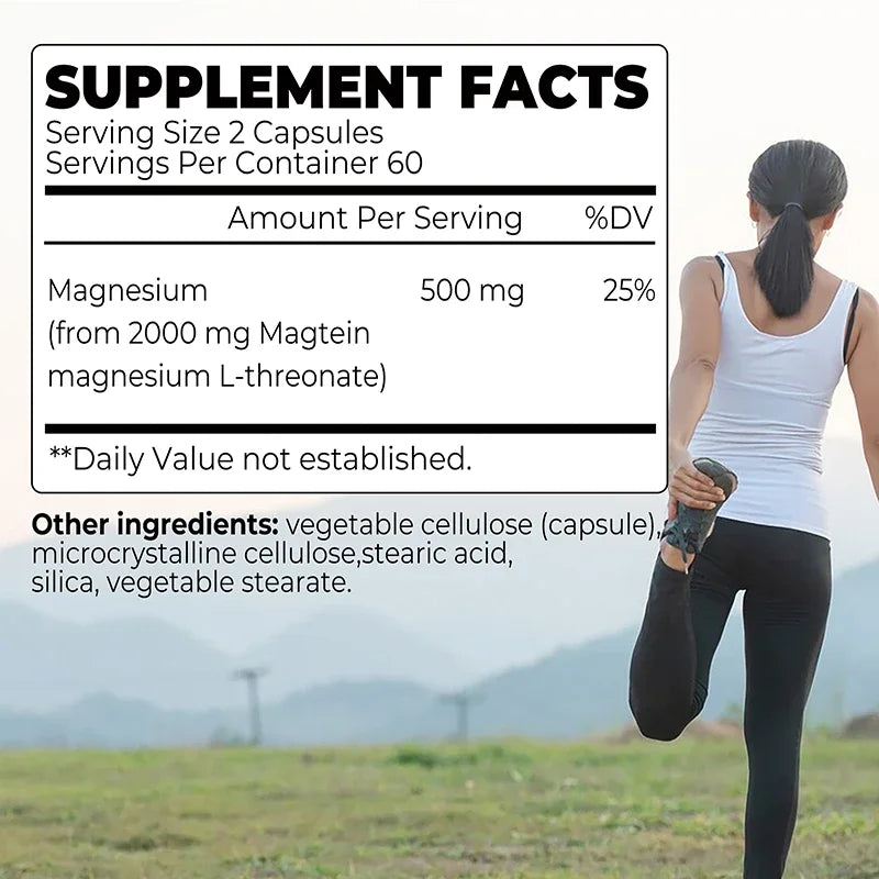 Magnesium L-Threonate - Supports Focus, Memory and Learning Brain Health, Supports Quality of Sleep - 120 Capsules