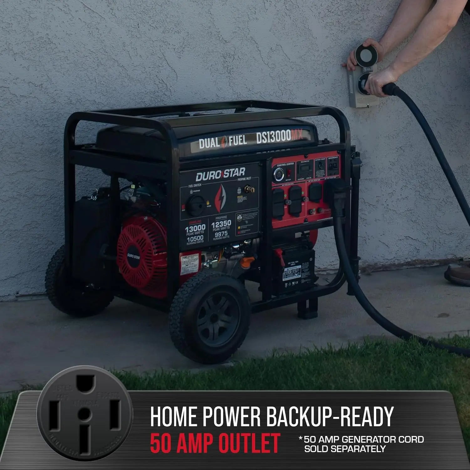 DS13000MX 13,000-Watt 500cc Dual Fuel Portable Generator - Gas and Propane, Remote Electric Start, Whole Home Power Backup