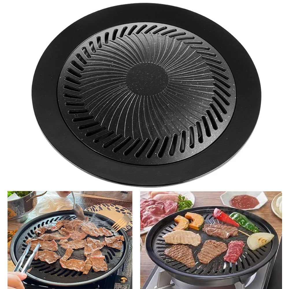KOSUN Korean Grill Pan for Indoor Cooking 10inch Non-stick Griddle Plate Smokeless Barbecue Pan for Gas and Induction Stove