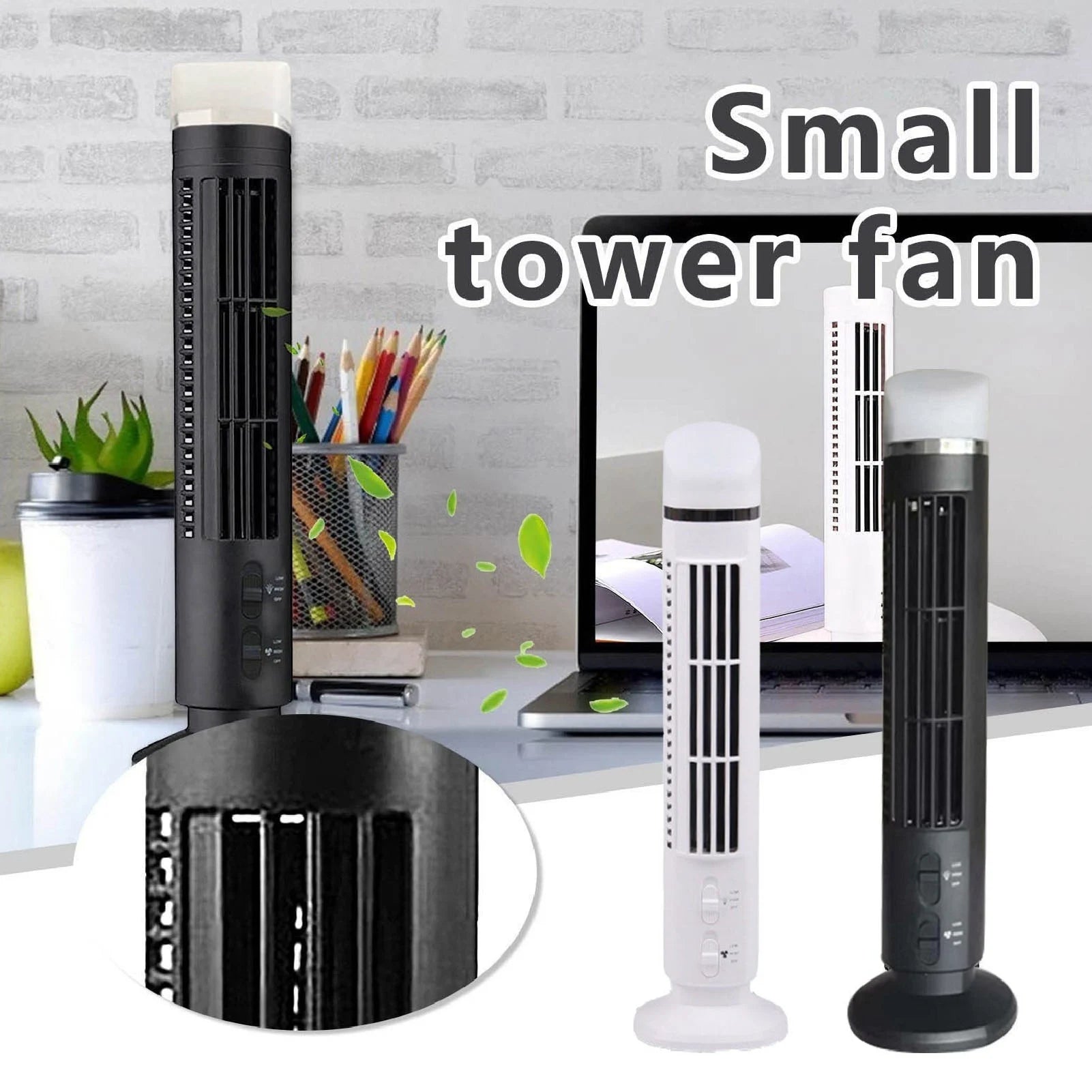 Bladeless Tower Fan Portable USB Desk Fan with Light for Home Bedroom  Desk Fan