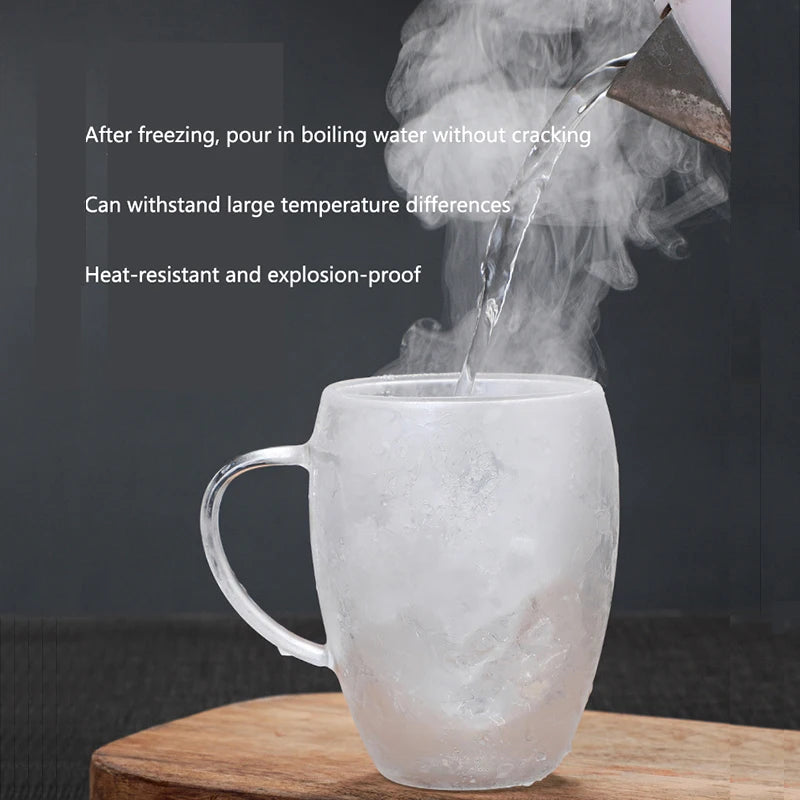1pc 80/650ml Heat Resistant Double Wall Tea Glass Cup Beer Coffee Handmade Creative Healthy Cold Beverage Transparent Drinkware