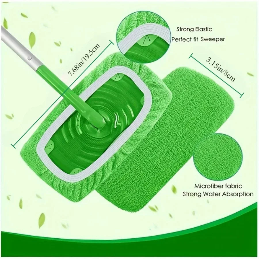 4 Piece Green Mop Cloth, Reusable, Suitable for Busy Households and Household Cleaning Products, Washable