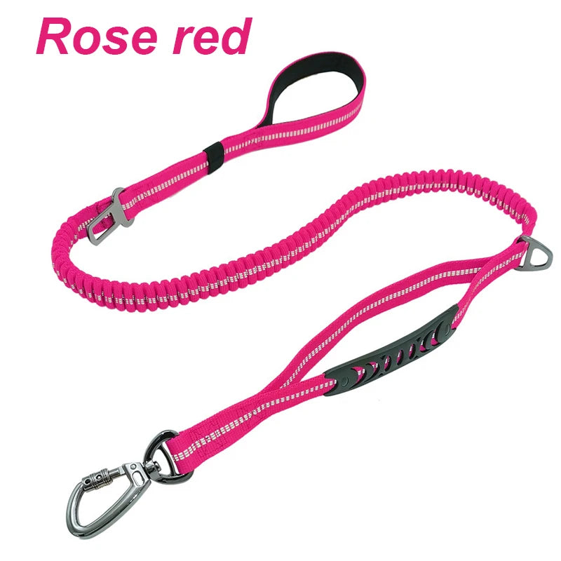 Nylon reflective multi-functional retractable dog leash Reflective Shock Absorbing Pet Leashes with Car Seatbelt for Large Dogs