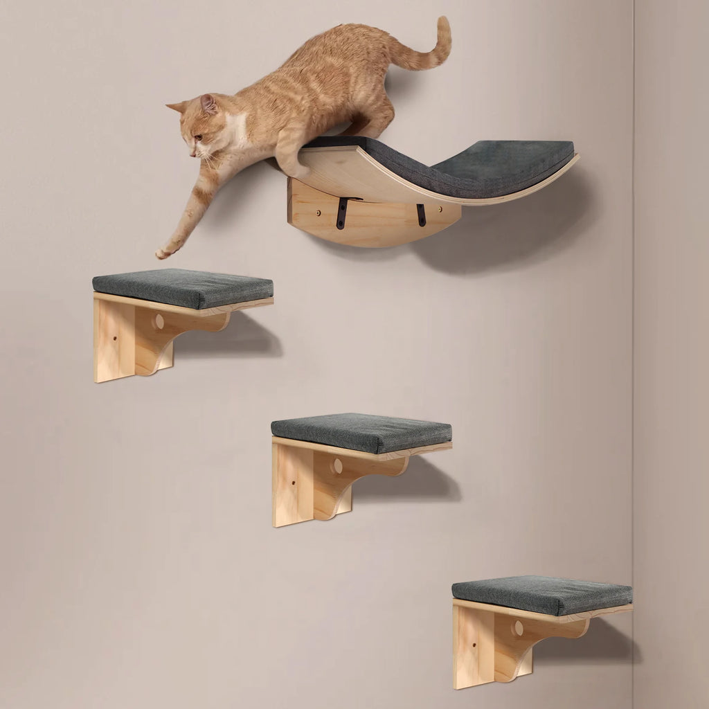 Wall Mounted Cat Shelf Bed with Soft Cushion Cat Perch Indoor Cat Furniture for Kittens & Adult Cats Climbing Sleeping & Playing