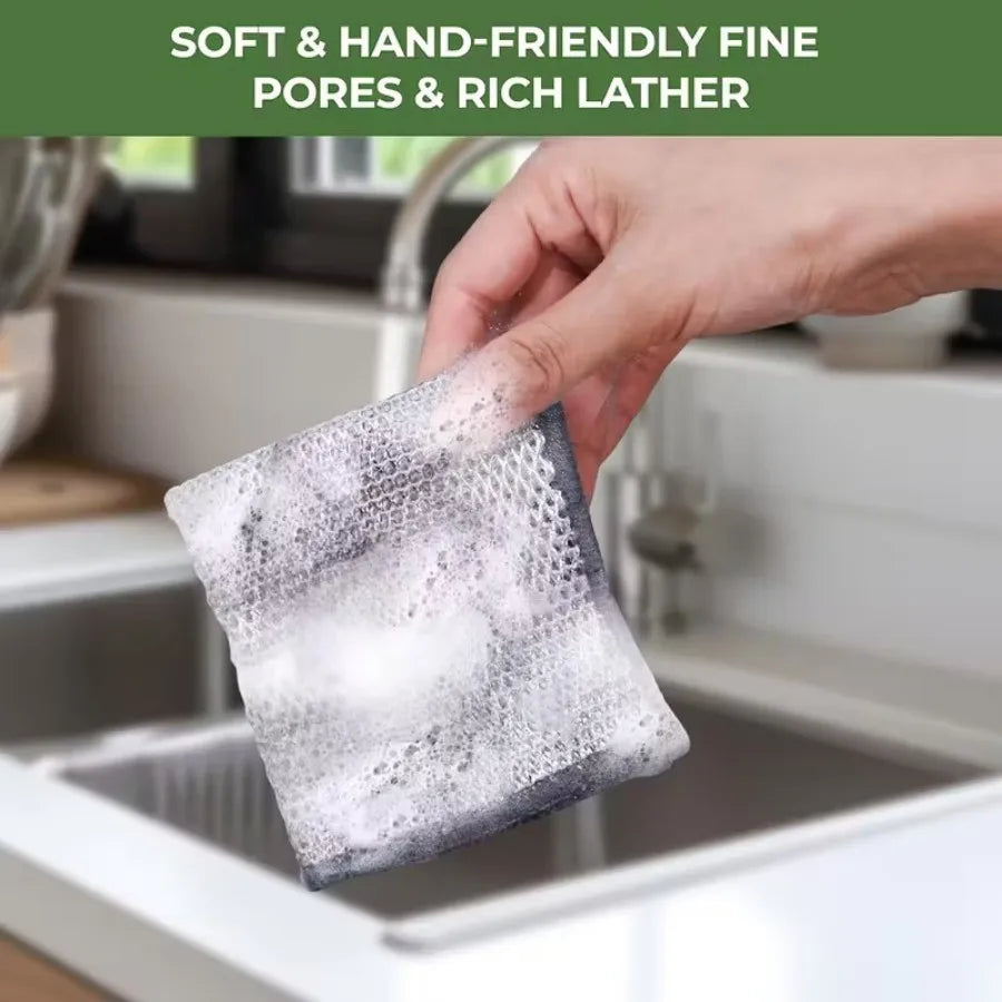 6 Pack Stainless Steel Scrubber Pads - Heavy Duty Non-Scratch, Reusable Wire Scouring Cloths for Pots Pans Grills Kitchen Cleani