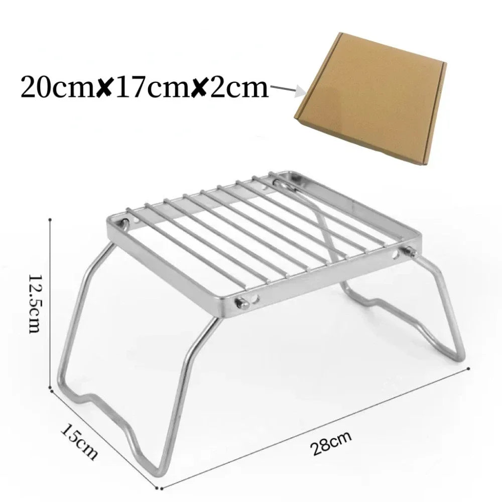 Portable Foldable Stainless Steel Camping Grill Outdoor BBQ Grill Mini Stove Rack Lightweight Compact for Picnic Hiking Travel