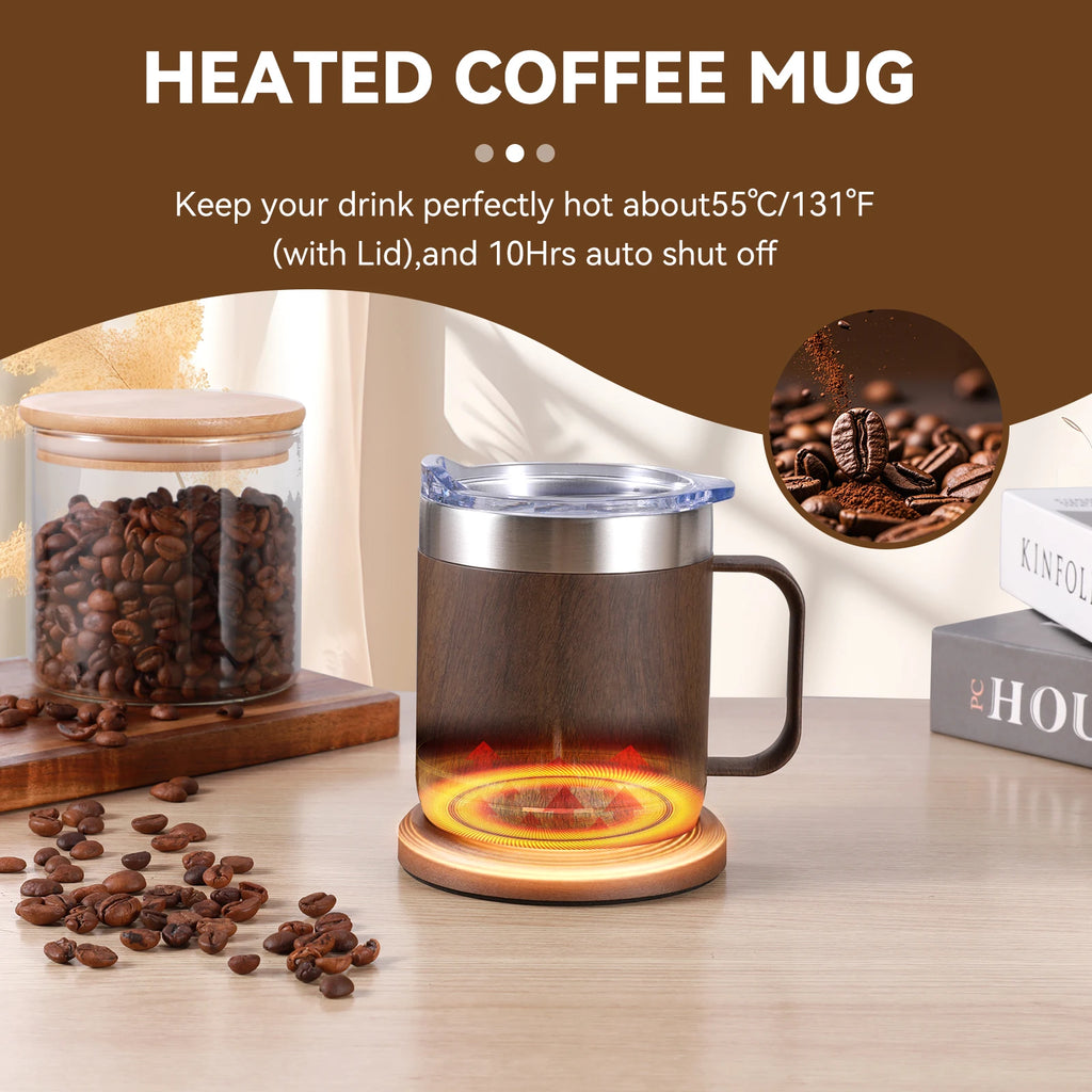 Self-Heating Coffee Mug Smart USB Warmer with 55°C (131°F) Thermostat Double Layer Food Grade Cup Warmer for Office/Home/Gifts