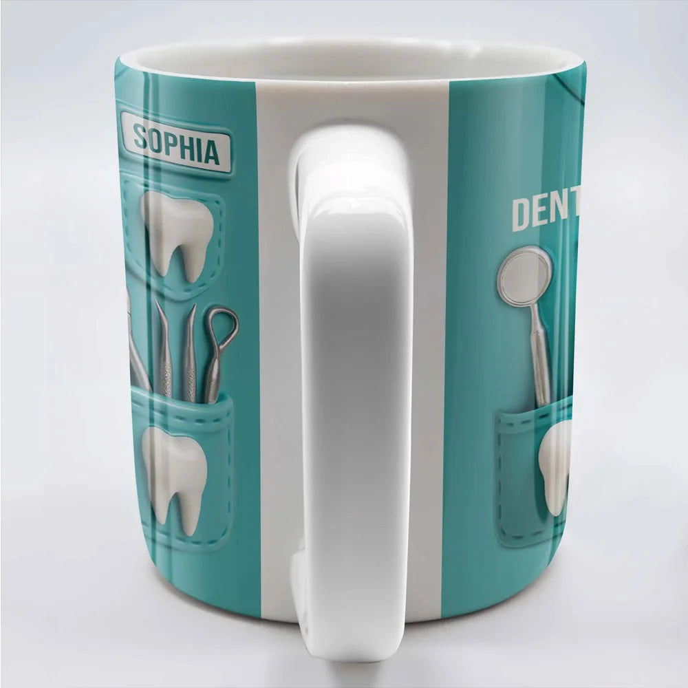 【Custom Dentist Mug】Personalized Dentist Coffee Cup with Name & Logo, 11oz Ceramic Doctor Water Mug, Gift for Dentist,