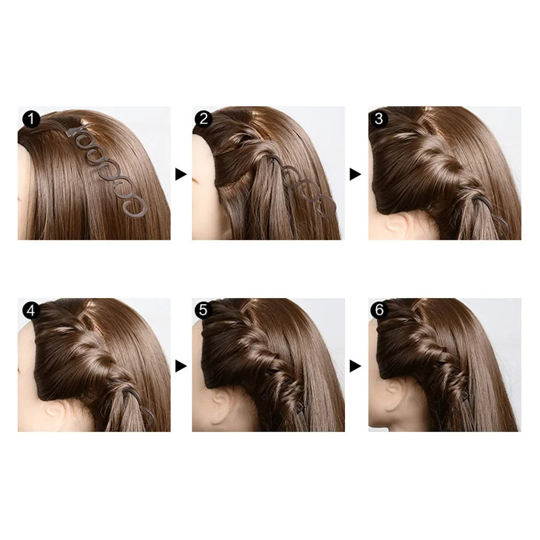 2PCS Women Fashion Flower Magic Hair Clip Bride Stylist Queue Twist Plait Hair Braid DIY Hairstyle Styling  Hair Accessory 2023