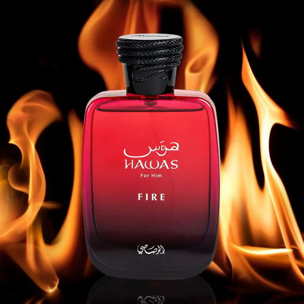 RASASI Hawas Fire Eau De Parfum Spray 100ML(3.4 Oz) - Bold Long Lasting Arabian Perfume for Men with A Fiery Essence